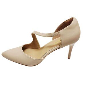 Zurin Collection Womens Nude Pointed-Toe Pumps With Straps Size 8.5